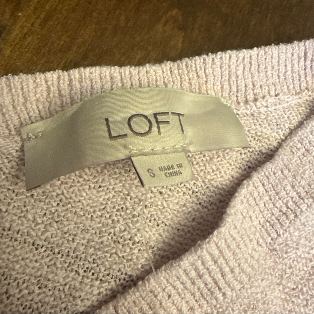 New LOFT Size Small‎ Light Pink Sweater Cotton Blend Valentines Day Office 💕 - Picture 3 of 7